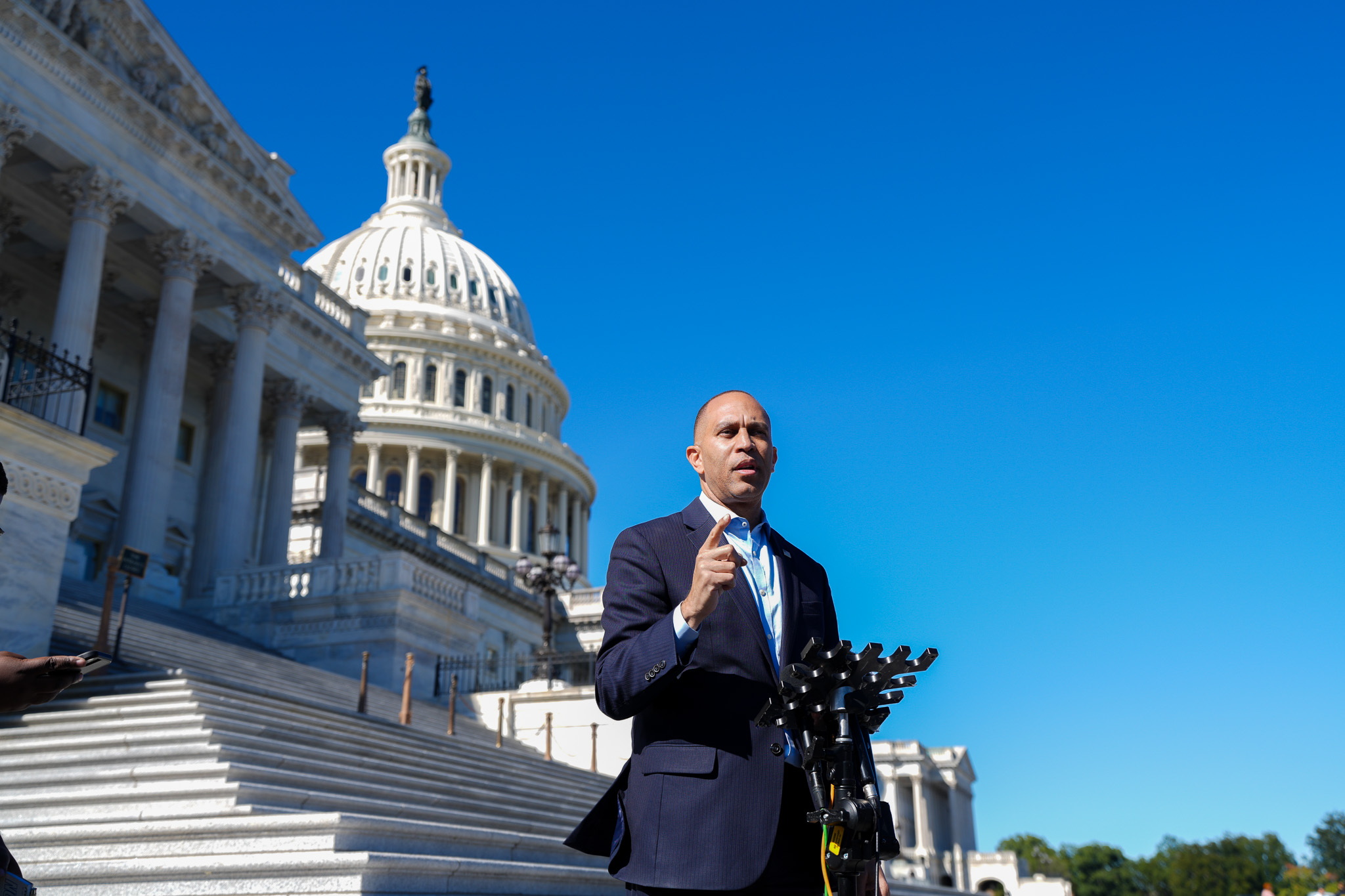 Leader Jeffries speaking on the House Steps