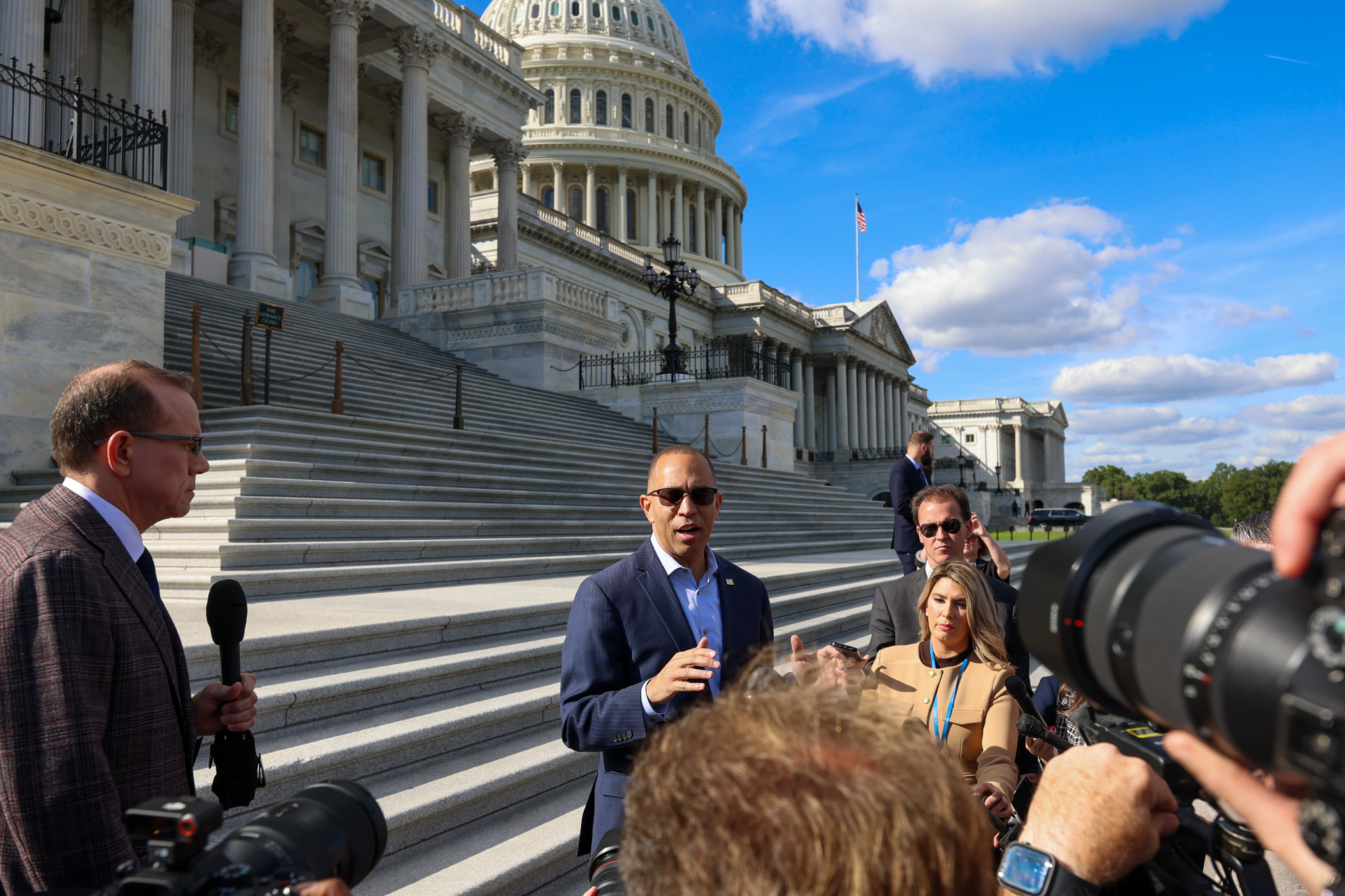 Leader Jeffries speaking on the House East Front Steps