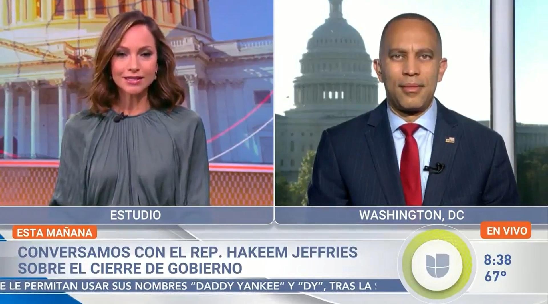 Satcha Pretto (left) and Leader Jeffries (right) appearing on Univsion's ¡Despierta América!