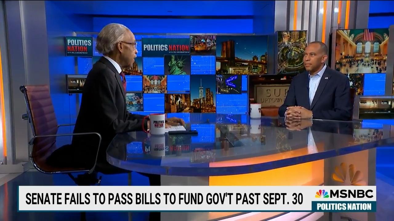 Rev. Al Sharpton (left) and Leader Jeffries (right) in studio together
