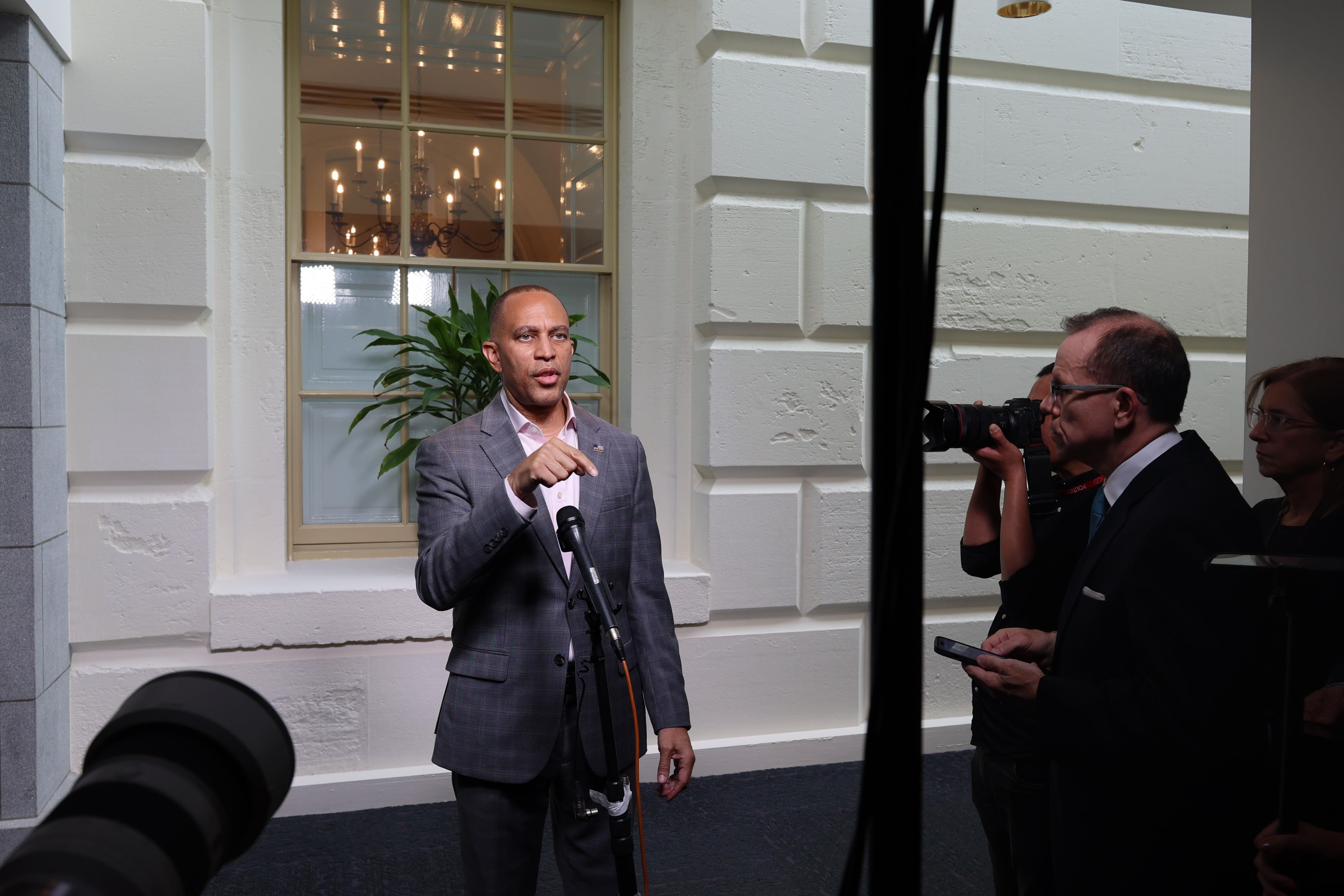 Leader Jeffries speaking in the US Capitol
