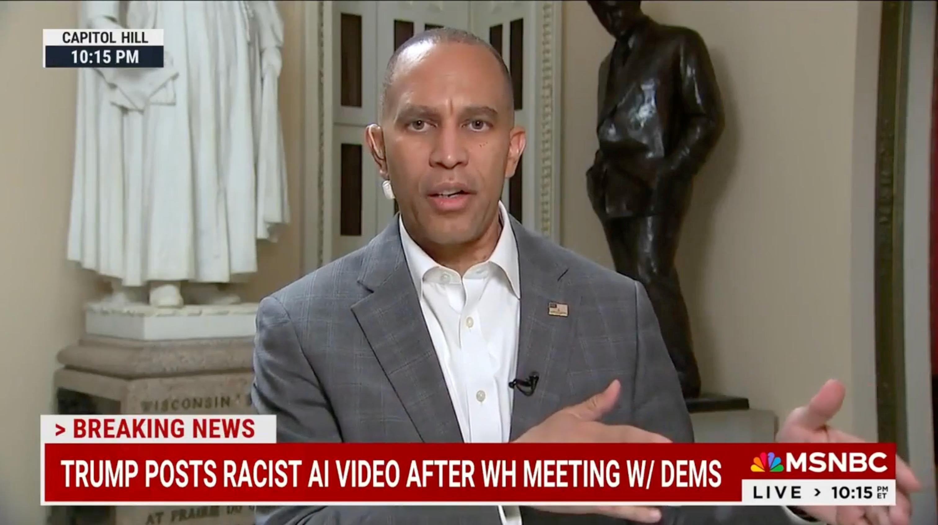 Leader Jeffries appearing on screen