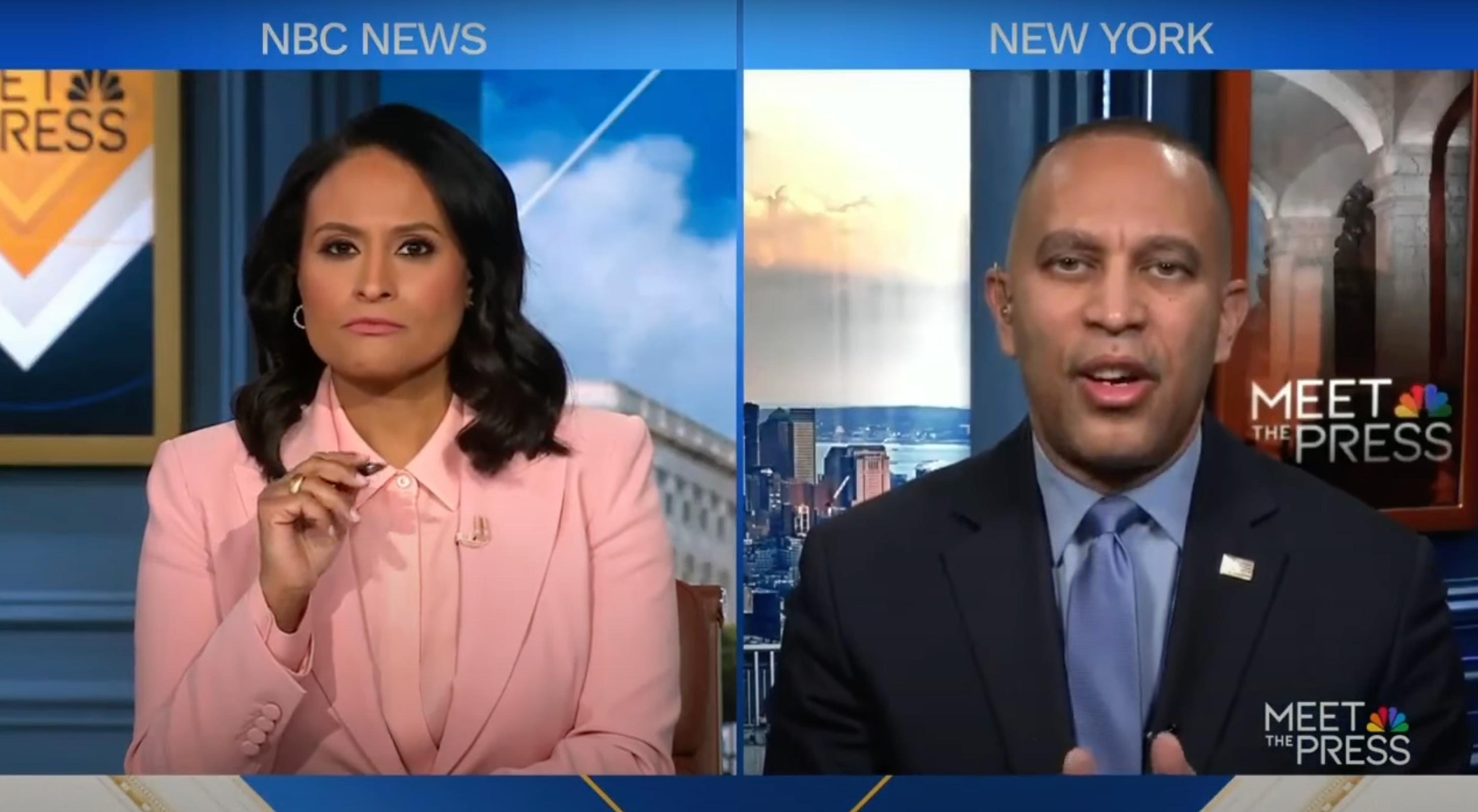 Kristen Welker (left) and Leader Jeffries (right) appearing on screen