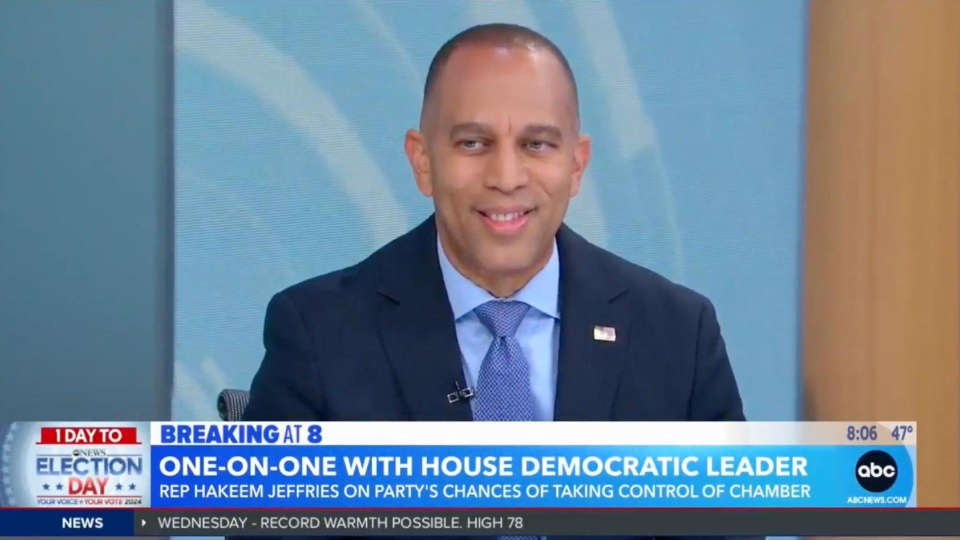 Leader Jeffries appearing on screen