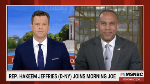 Leader Jeffries (right) and Willie Geist (left) appearing on screen