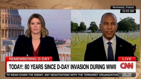 Kasie Hunt (left) and Leader Jeffries (right) appearing on split screen