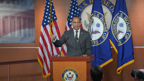 Leader Jeffries speaking at press conference
