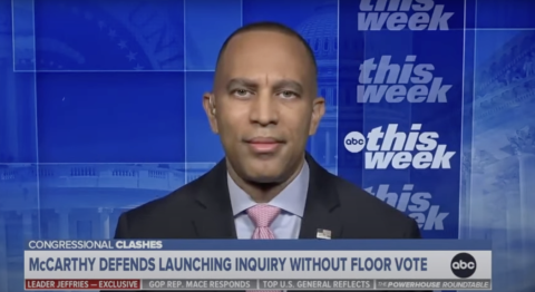 Leader Jeffries appearing on screen