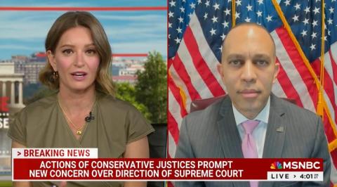 Katy Tur (left) and House Democratic Leader Hakeem Jeffries (right)