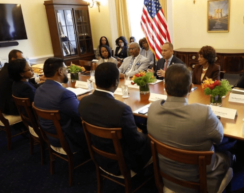 Leader Jeffries meeting with Guyanese delegation