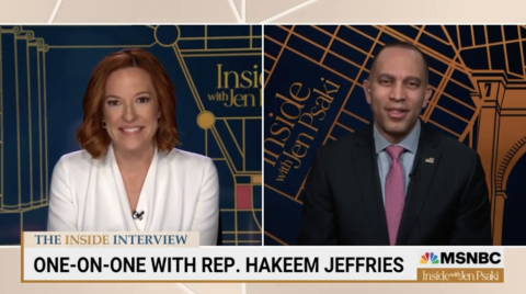 Leader Jeffries and Jen Psaki On Screen