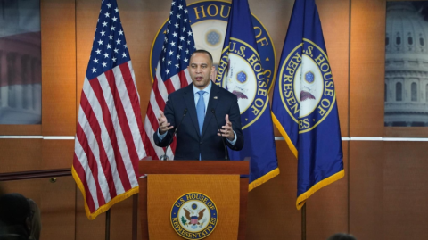 Leader Jeffries Addressing Media During Press Conference