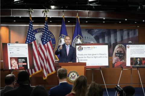 Leader Jeffries speaks with examples of harmful rhetoric Republicans have engaged in
