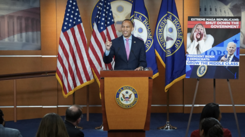 Leader Jeffries speaks at press conference