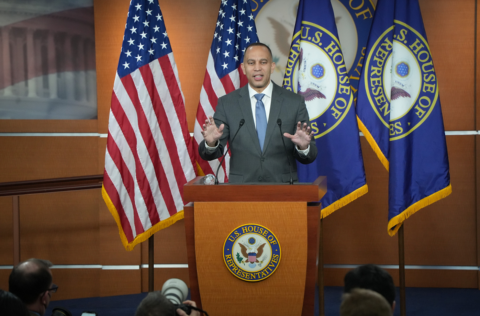 Leader Jeffries Addressing Media During Press Conference